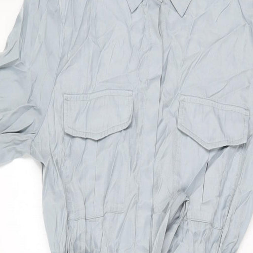Honey& KOKO Womens Blue Cotton Shirt Dress Size S Collared Button