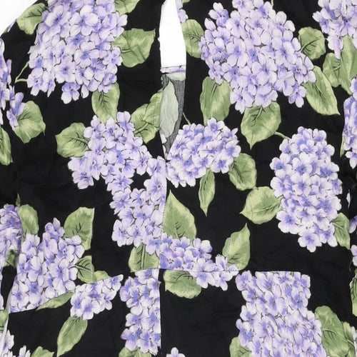 MINKPINK Womens Black Floral Viscose Shift Size M Round Neck Button