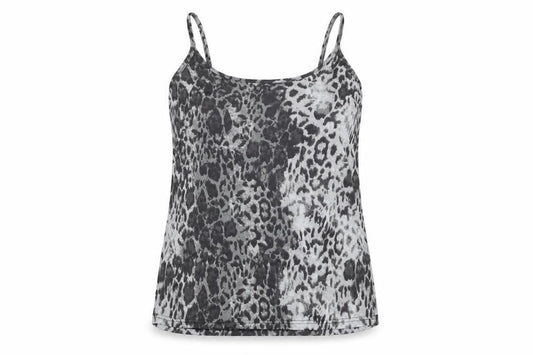 Front view of Next women’s grey animal print nylon camisole t-shirt, size UK 22, scoop neck