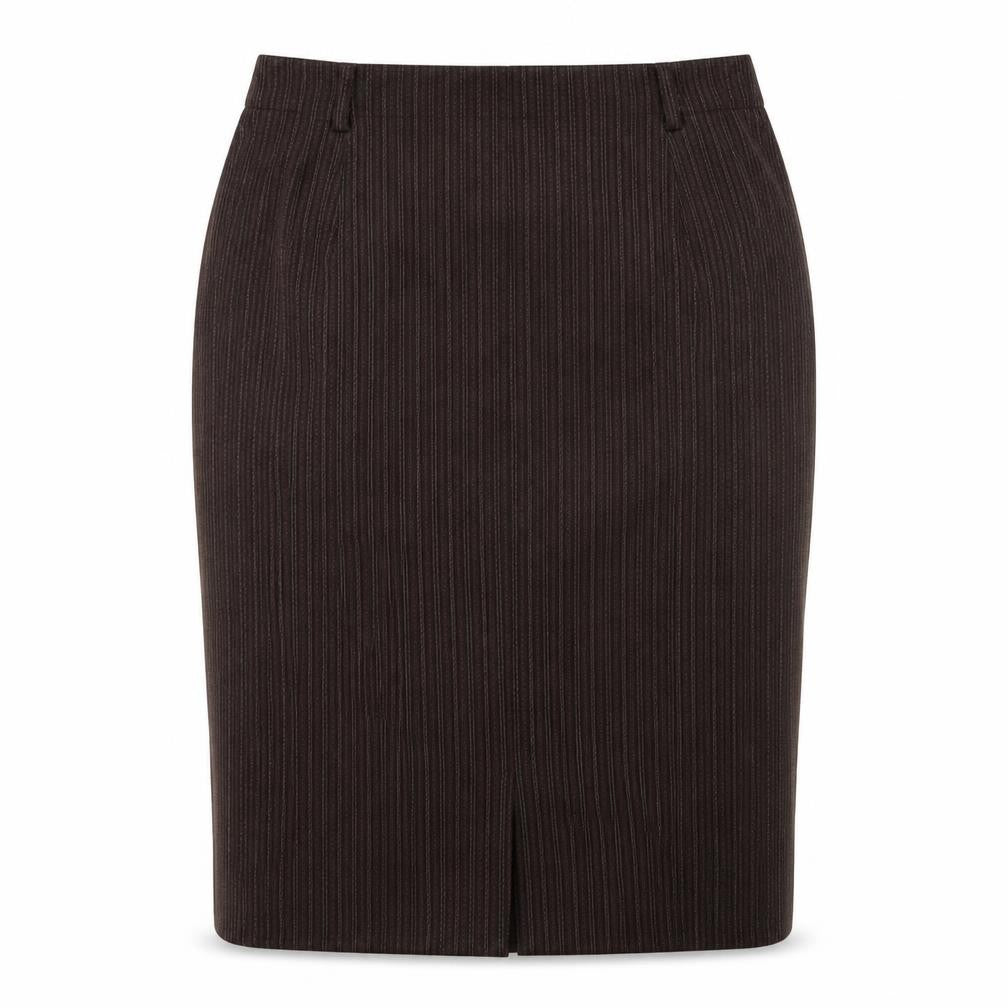 Marks and Spencer Womens Brown Striped Polyester Straight & Pencil Skirt Size 16 Zip