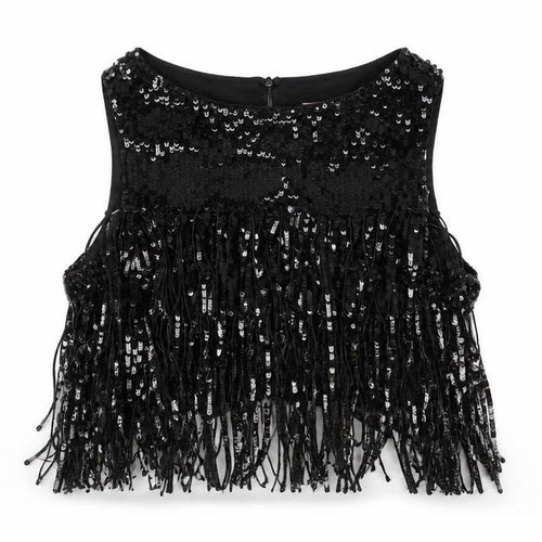 Eva Franco Womens Black Polyester Cropped T-Shirt Size S Round Neck