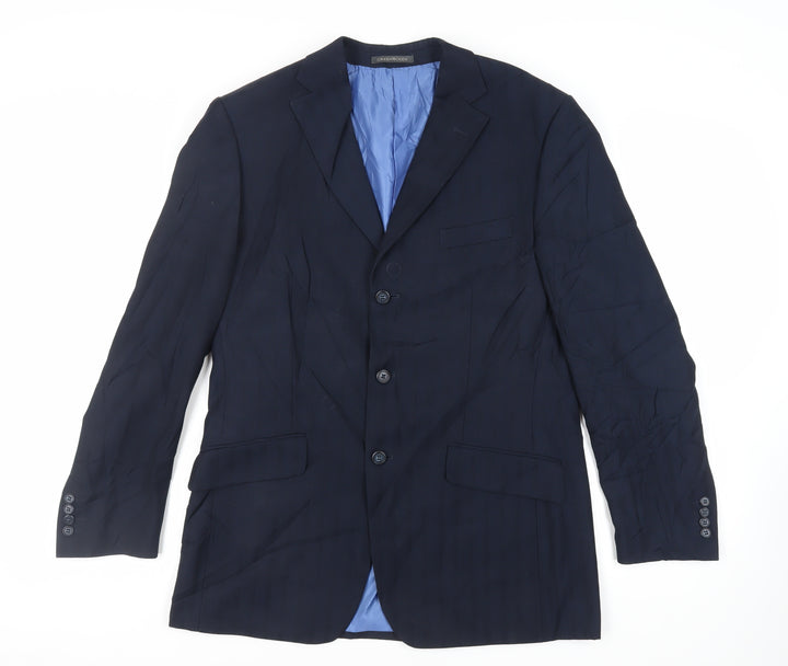 Greenwoods Mens Blue Polyester Jacket Suit Jacket Size 40 Regular