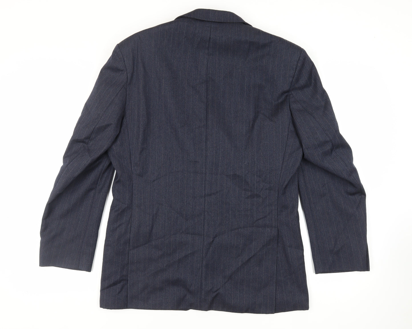 Label Mens Blue Striped Polyester Jacket Suit Jacket Size 40 Regular