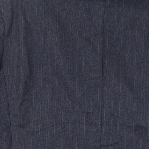 Label Mens Blue Striped Polyester Jacket Suit Jacket Size 40 Regular