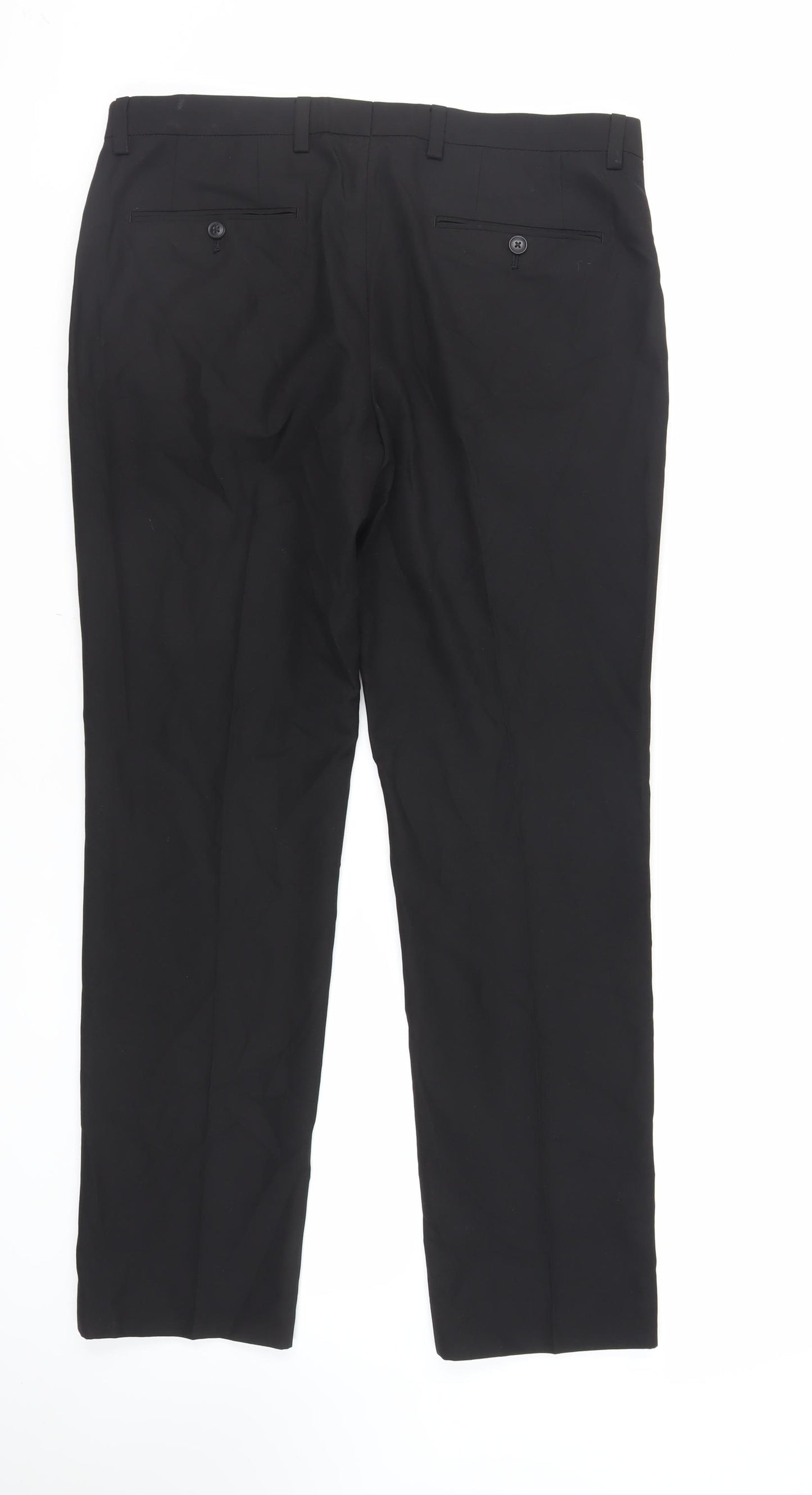 NEXT Mens Black Polyacrylate Fibre Dress Pants Trousers Size 34 in L31 in Regular Zip