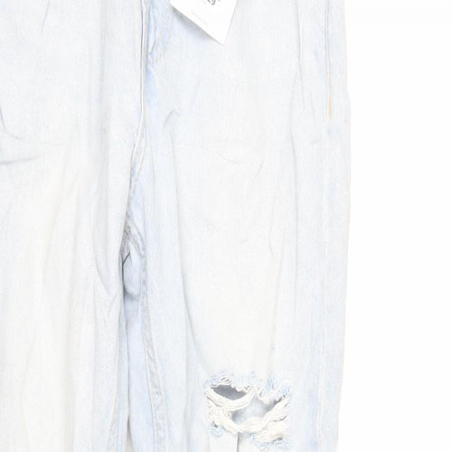 Bershka Womens Blue Cotton Mom Jeans Size 6 L28 in Regular Zip