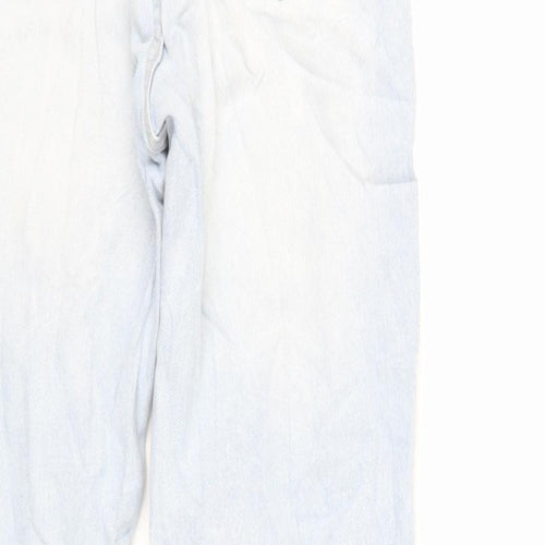 Bershka Womens Blue Cotton Mom Jeans Size 6 L28 in Regular Zip