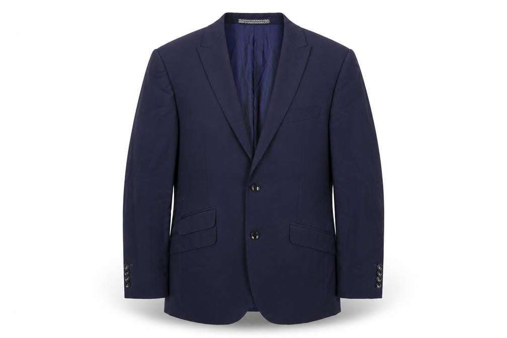Front view of Autograph men’s blue wool jacket suit jacket, size 40, regular
