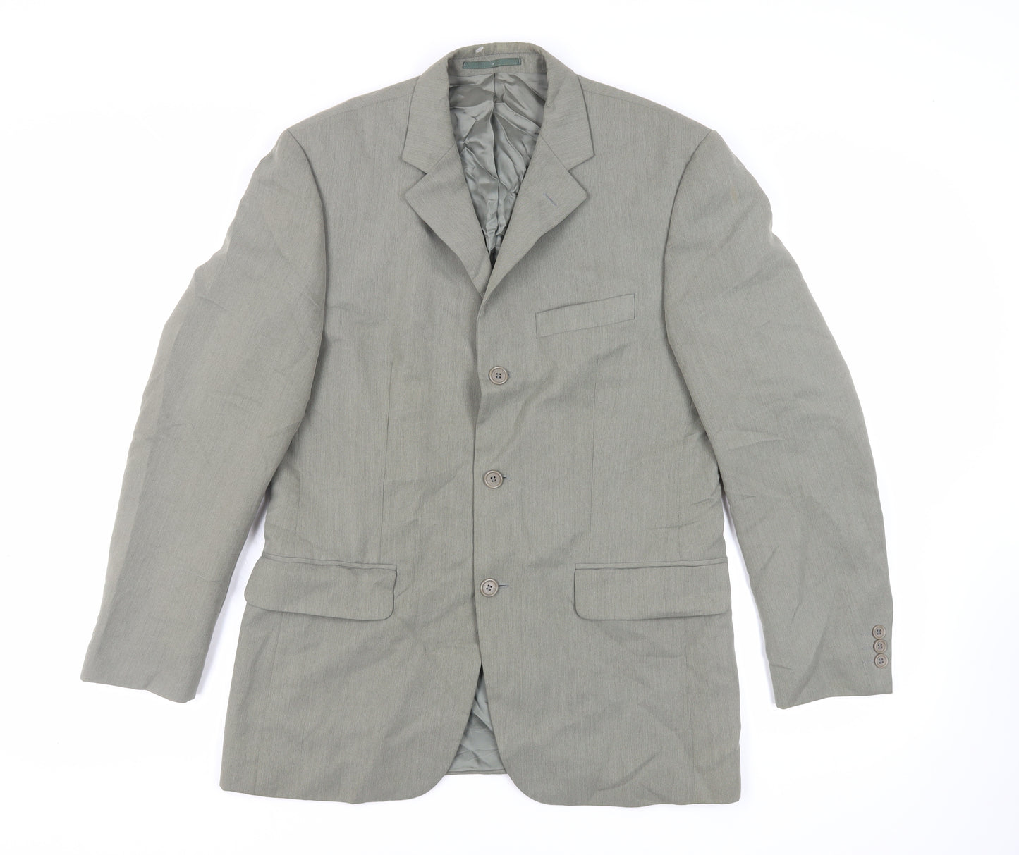 Burton Mens Green Polyester Jacket Suit Jacket Size 38 Regular