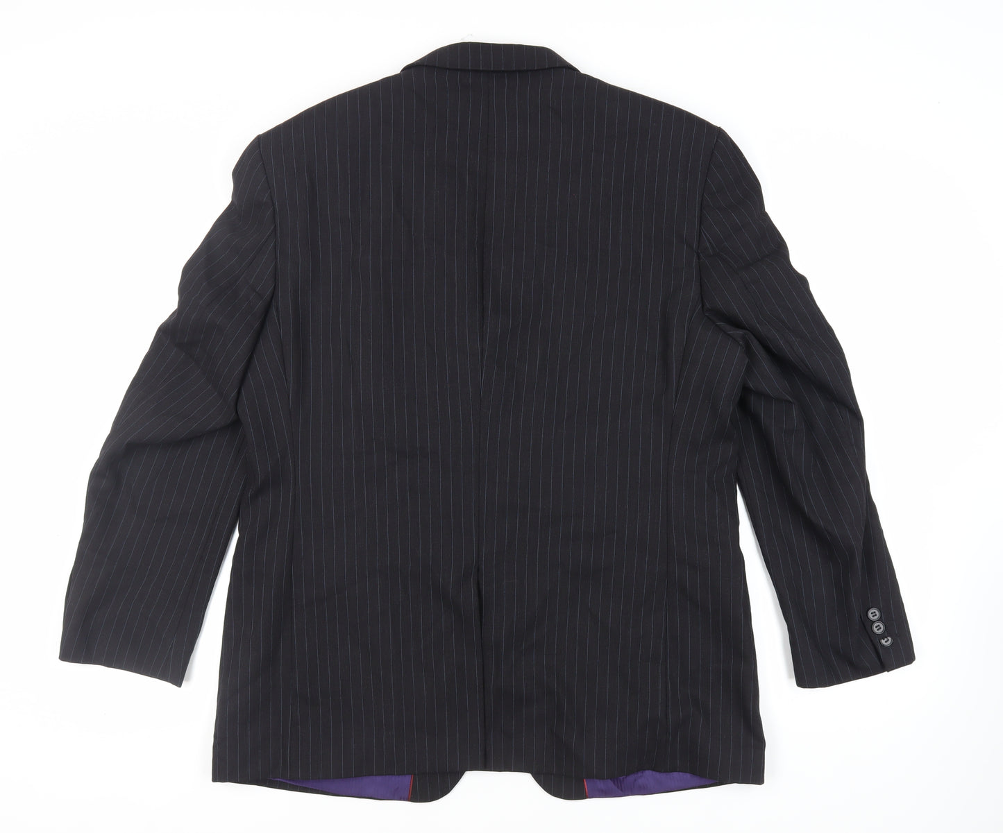 Burton Mens Black Striped Wool Jacket Suit Jacket Size 44 Regular