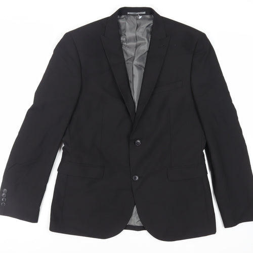 NEXT Mens Black Polyester Jacket Blazer Size 42 Regular