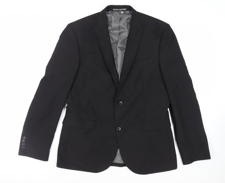 NEXT Mens Black Polyester Jacket Blazer Size 42 Regular
