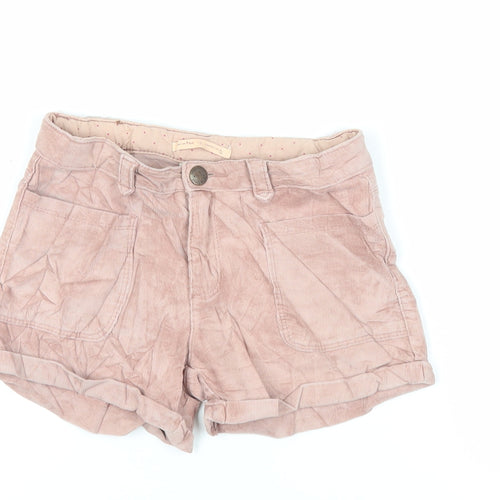 Zara Girls Pink Cotton Mom Shorts Size 7 Years Regular Zip - Pockets