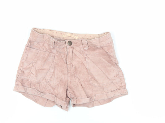 Zara Girls Pink Cotton Mom Shorts Size 7 Years Regular Zip - Pockets