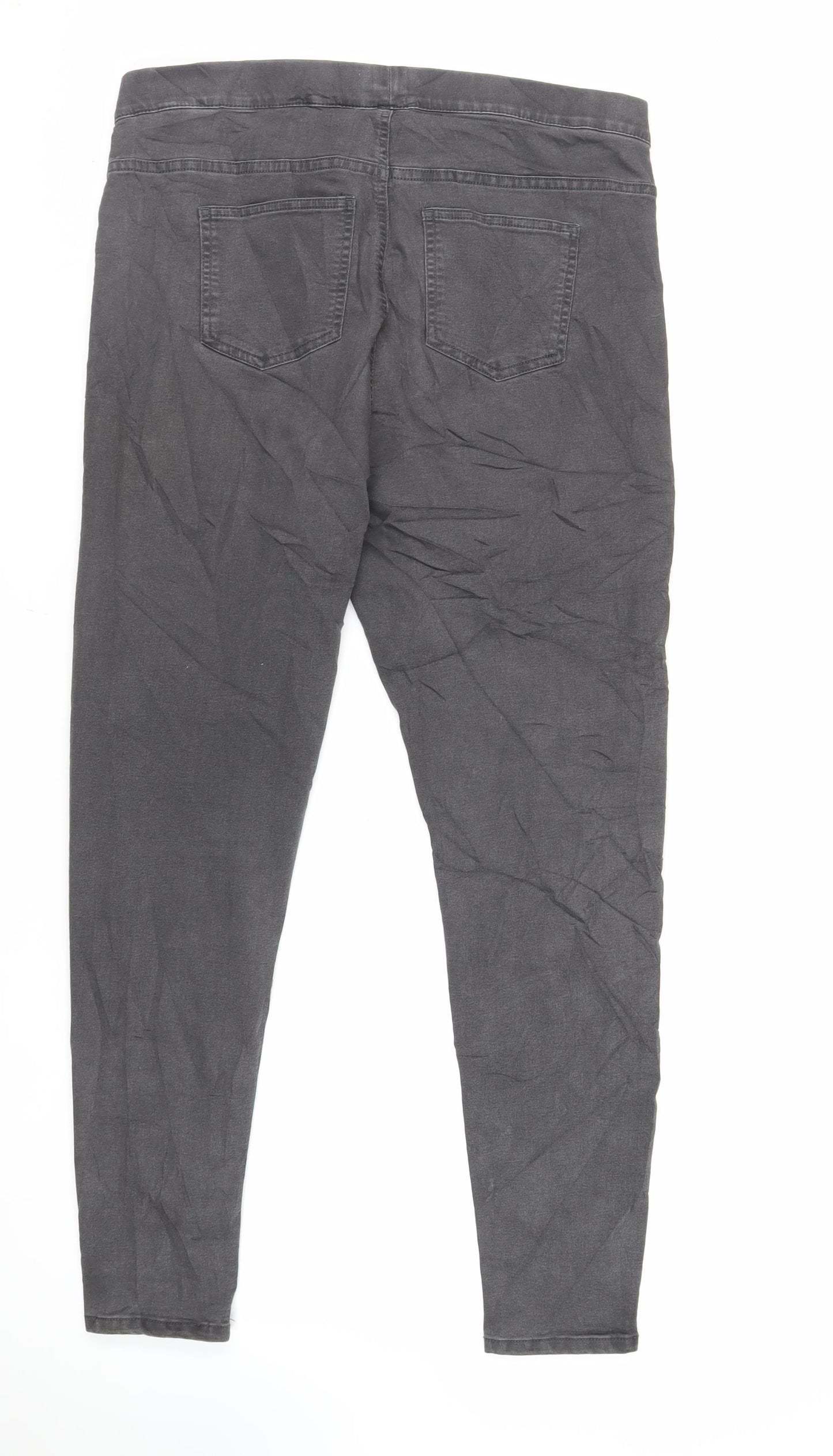Marks and Spencer Womens Grey Cotton Jegging Jeans Size 16 L28 in Regular - Elasticated Waist