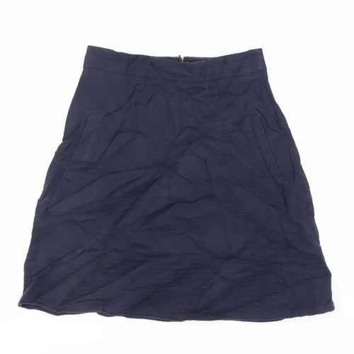 Warehouse Womens Blue Cotton A-Line Skirt Size 8 Zip