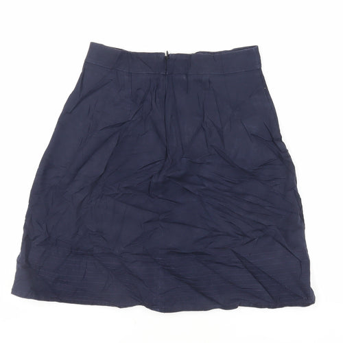 Warehouse Womens Blue Cotton A-Line Skirt Size 8 Zip
