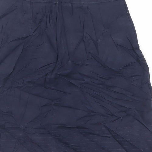 Warehouse Womens Blue Cotton A-Line Skirt Size 8 Zip