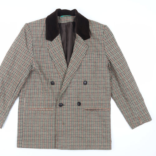 Canda Mens Beige Geometric Jacket Blazer Size M Button - Vintage