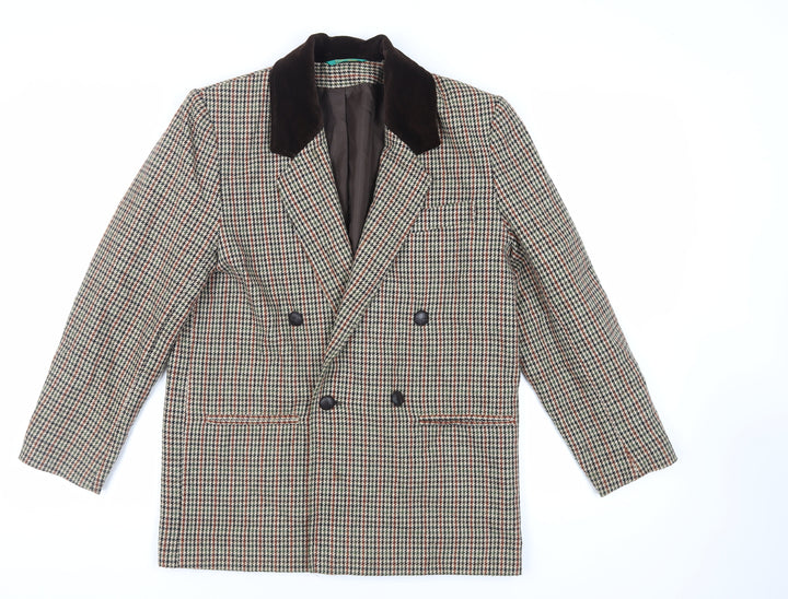 Canda Mens Beige Geometric Jacket Blazer Size M Button - Vintage