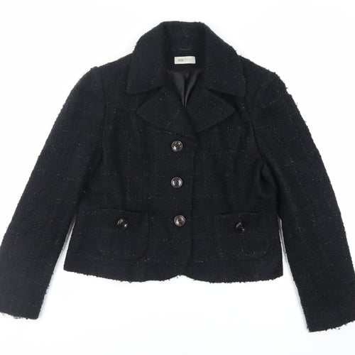 MK One Womens Black Check Jacket Blazer Size 16 Button