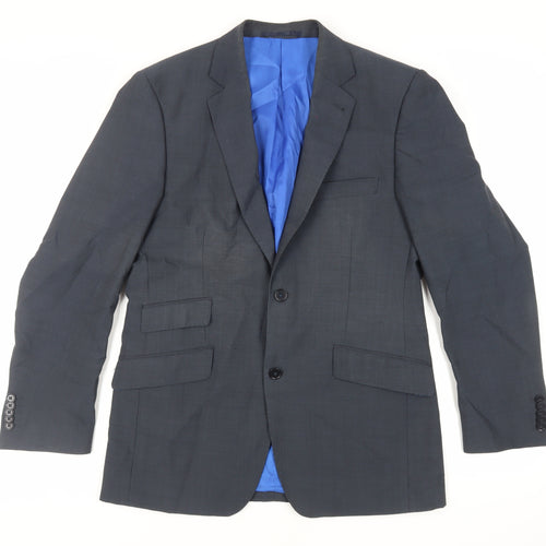 Hawes & Curtis Mens Blue Wool Jacket Suit Jacket Size 40 Regular