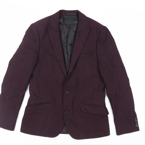 ASOS Mens Purple Geometric Polyester Jacket Blazer Size 36 Regular