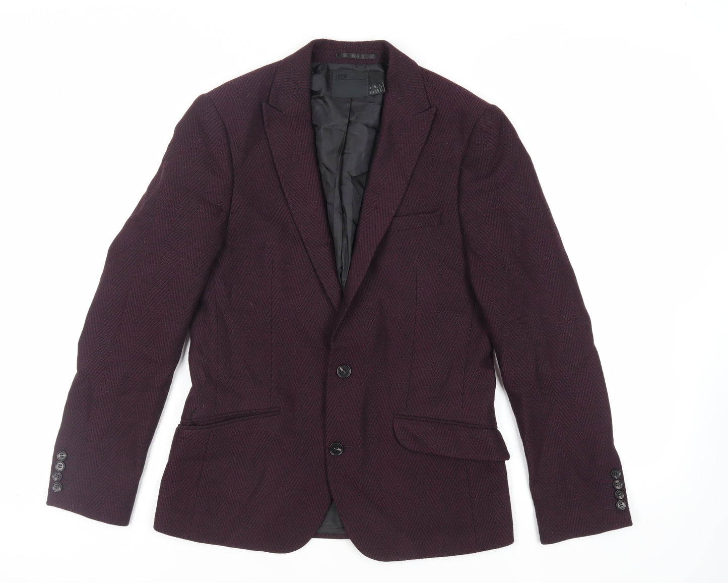 ASOS Mens Purple Geometric Polyester Jacket Blazer Size 36 Regular