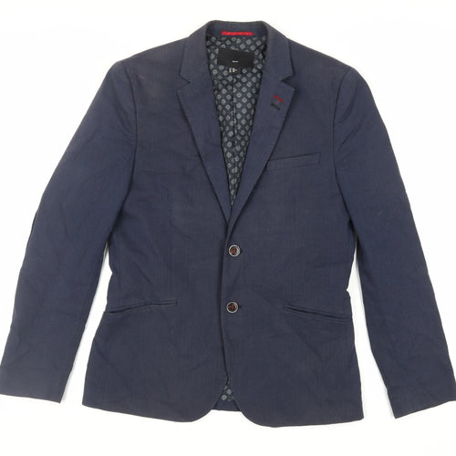 H&M Mens Blue Cotton Jacket Blazer Size 38 Regular