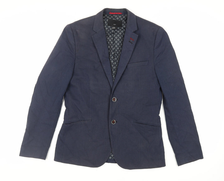 H&M Mens Blue Cotton Jacket Blazer Size 38 Regular