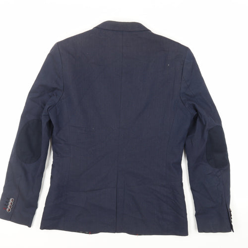 H&M Mens Blue Cotton Jacket Blazer Size 38 Regular