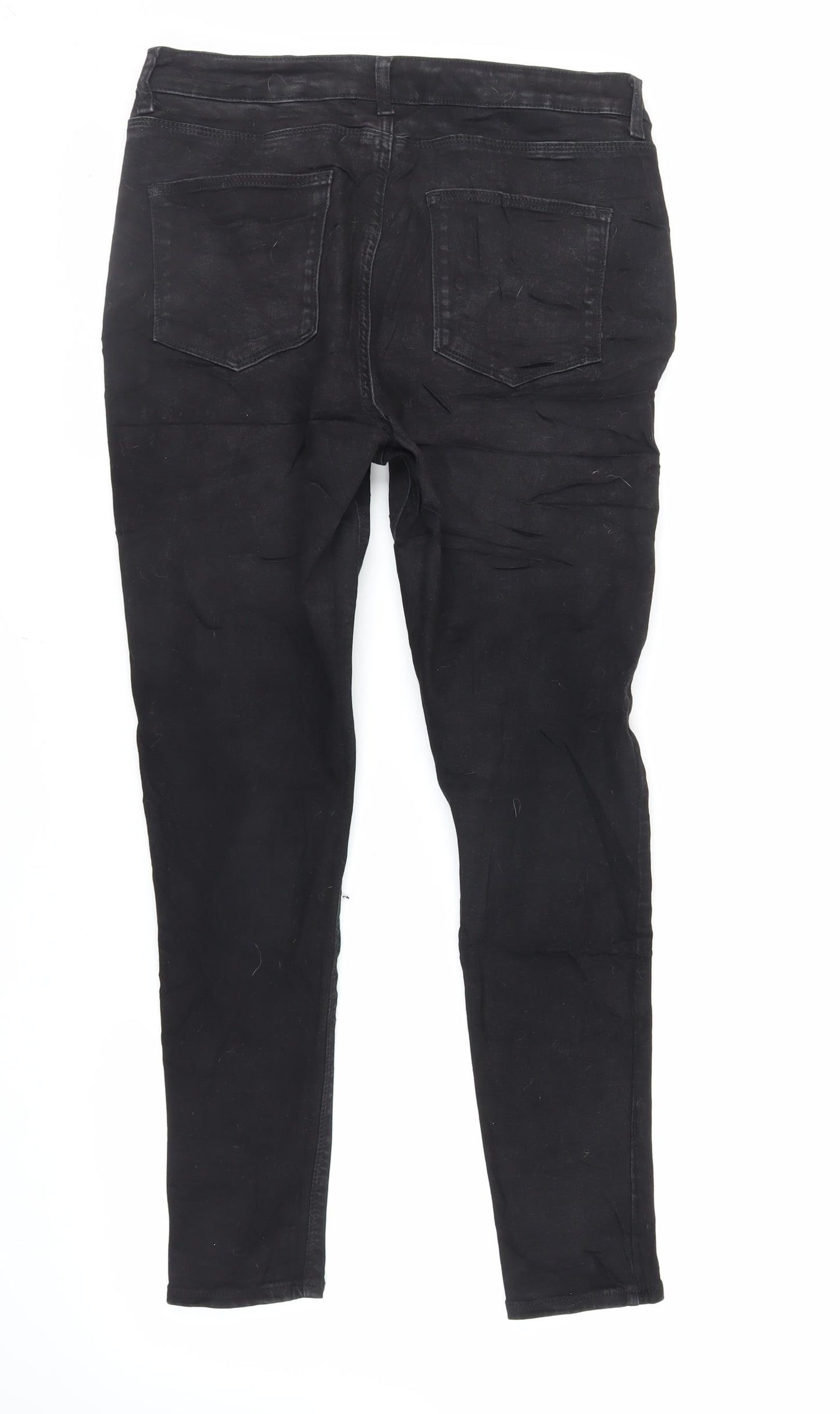 Very Womens Black Cotton Skinny Jeans Size 14 L28 in Regular Button