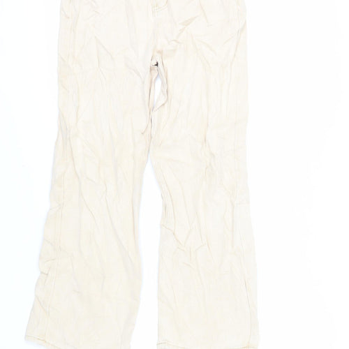 Dazy Womens Beige Cotton Wide-Leg Jeans Size S L27 in Regular Zip