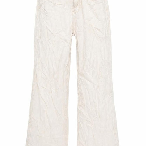 Dazy Womens Beige Cotton Wide-Leg Jeans Size S L27 in Regular Zip