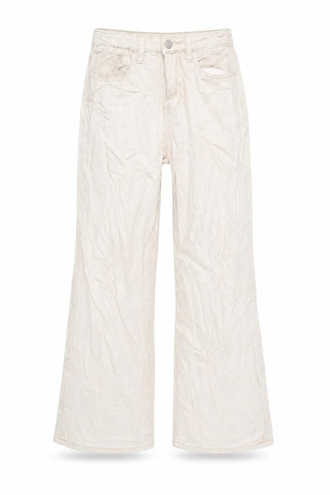 Dazy Womens Beige Cotton Wide-Leg Jeans Size S L27 in Regular Zip