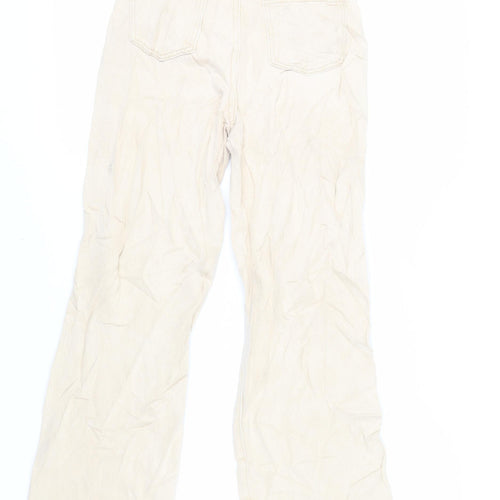 Dazy Womens Beige Cotton Wide-Leg Jeans Size S L27 in Regular Zip