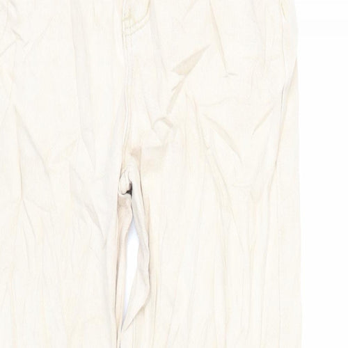 Dazy Womens Beige Cotton Wide-Leg Jeans Size S L27 in Regular Zip