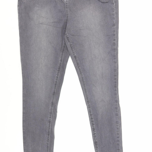 Very Womens Grey Cotton Skinny Jeans Size 14 L29 in Regular Button