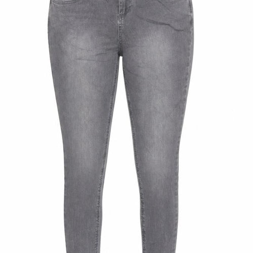 Very Womens Grey Cotton Skinny Jeans Size 14 L29 in Regular Button