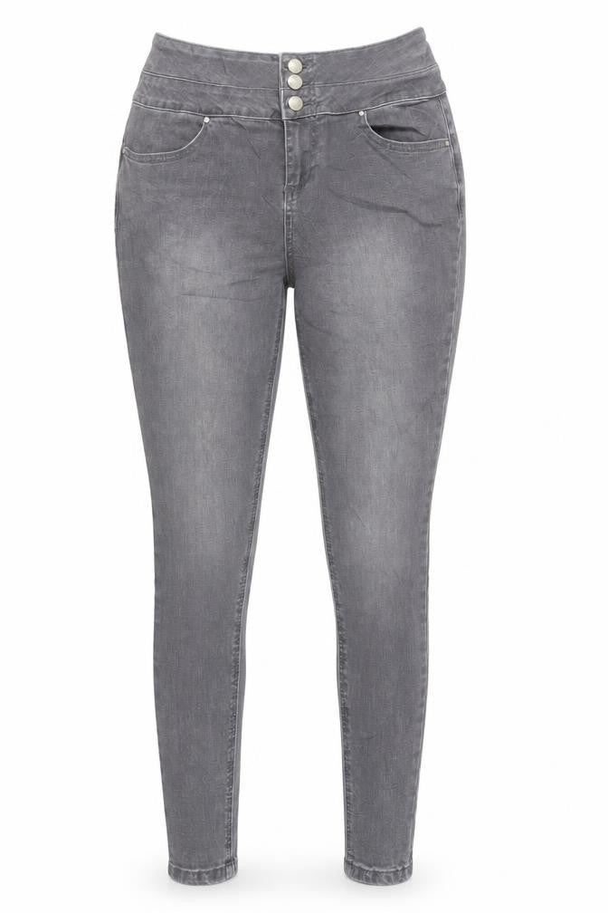 Very Womens Grey Cotton Skinny Jeans Size 14 L29 in Regular Button