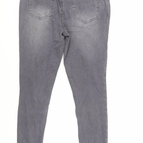 Very Womens Grey Cotton Skinny Jeans Size 14 L29 in Regular Button