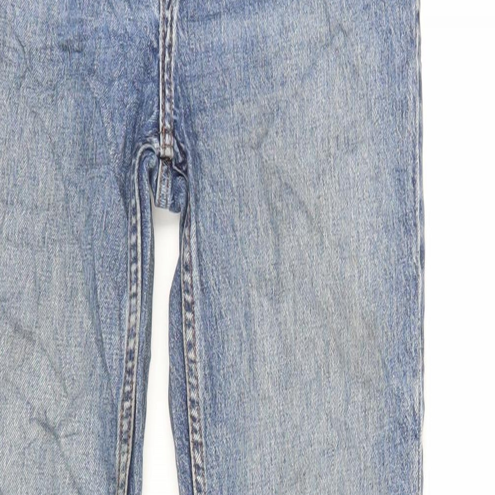 Denim & Co. Womens Blue Cotton Straight Jeans Size 8 L27 in Regular Zip - Raw Hem