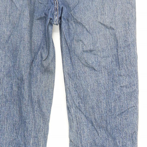 Denim & Co. Womens Blue Cotton Straight Jeans Size 8 L27 in Regular Zip - Raw Hem