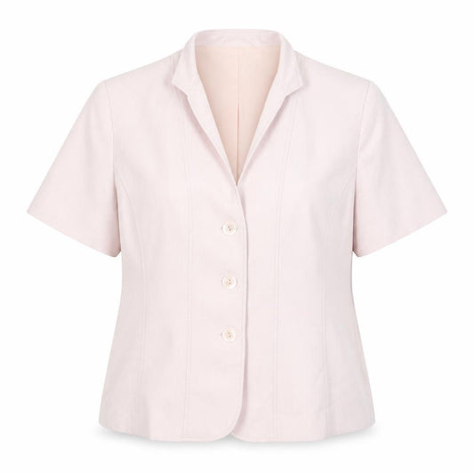 Front view of BHS women’s pink jacket blazer, size UK 16, button