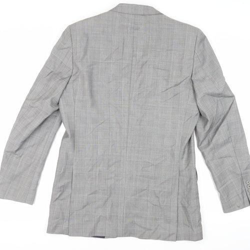 Savoy Taylors Mens Grey Plaid Wool Jacket Suit Jacket Size 40 Regular