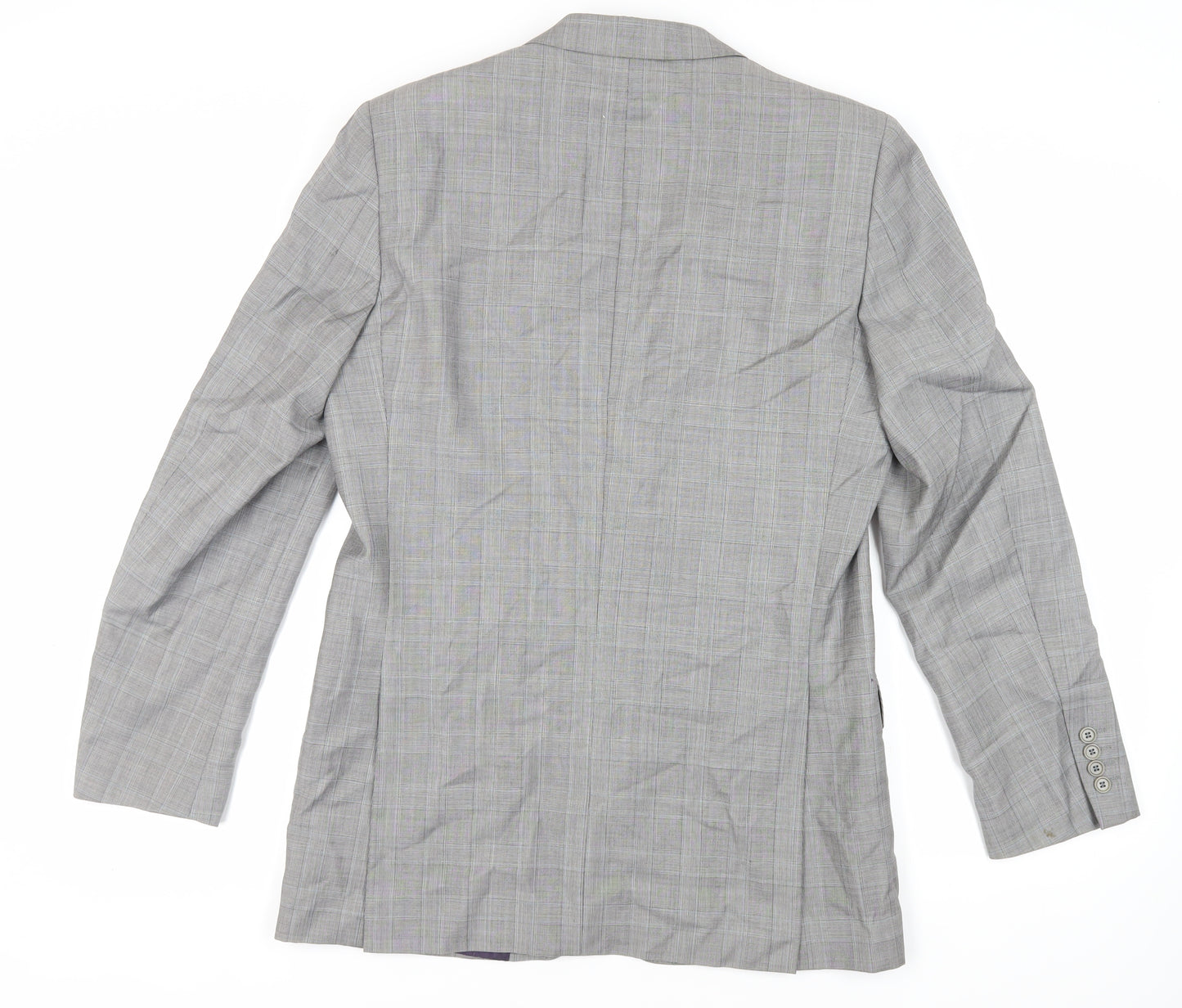 Savoy Taylors Mens Grey Plaid Wool Jacket Suit Jacket Size 40 Regular