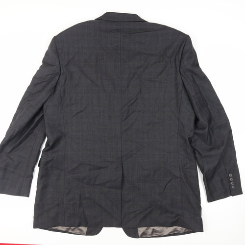Marks and Spencer Mens Grey Plaid Wool Jacket Suit Jacket Size 46 Regular