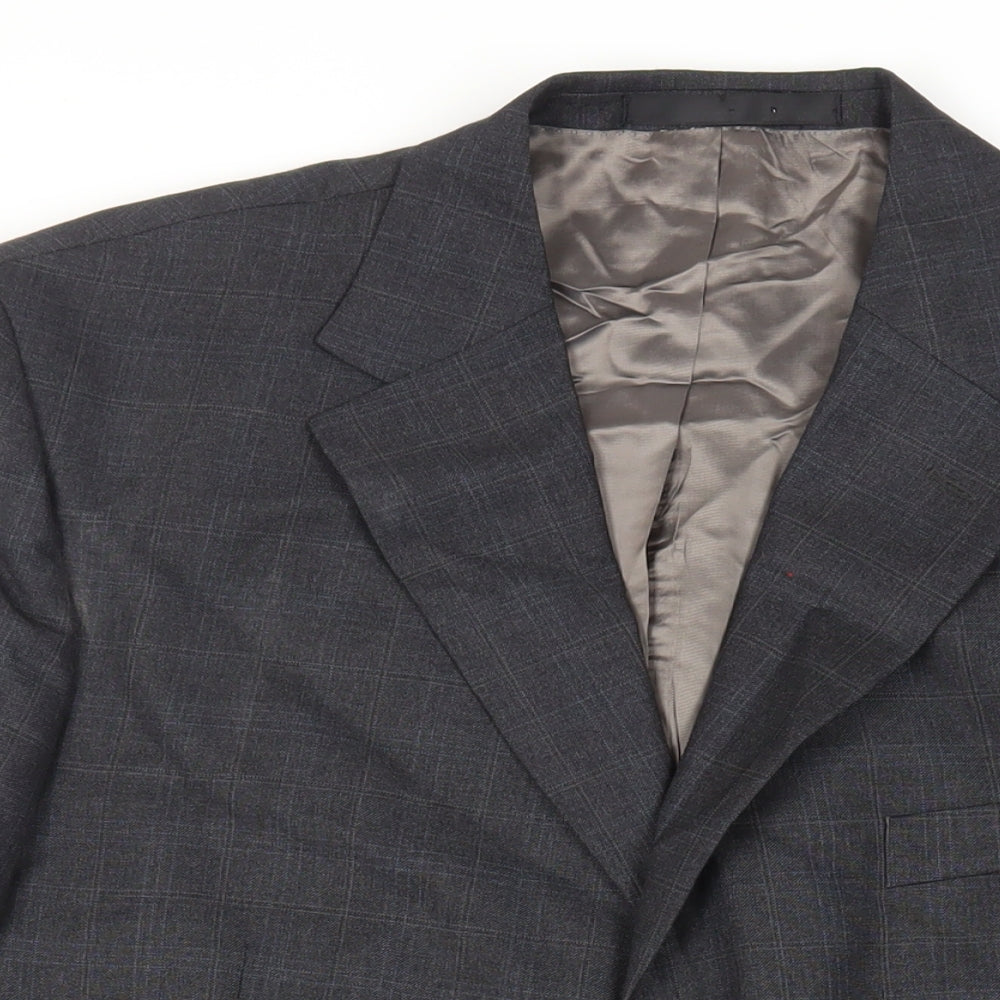 Marks and Spencer Mens Grey Plaid Wool Jacket Suit Jacket Size 46 Regular