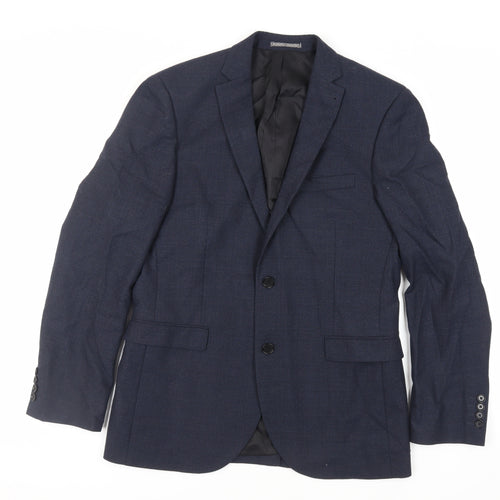 NEXT Mens Blue Plaid Polyester Jacket Suit Jacket Size 40 Regular