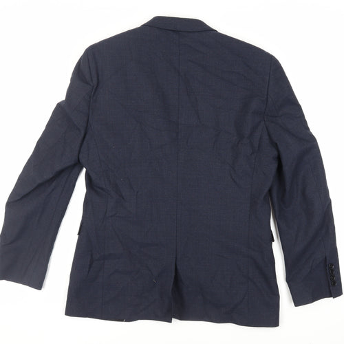 NEXT Mens Blue Plaid Polyester Jacket Suit Jacket Size 40 Regular